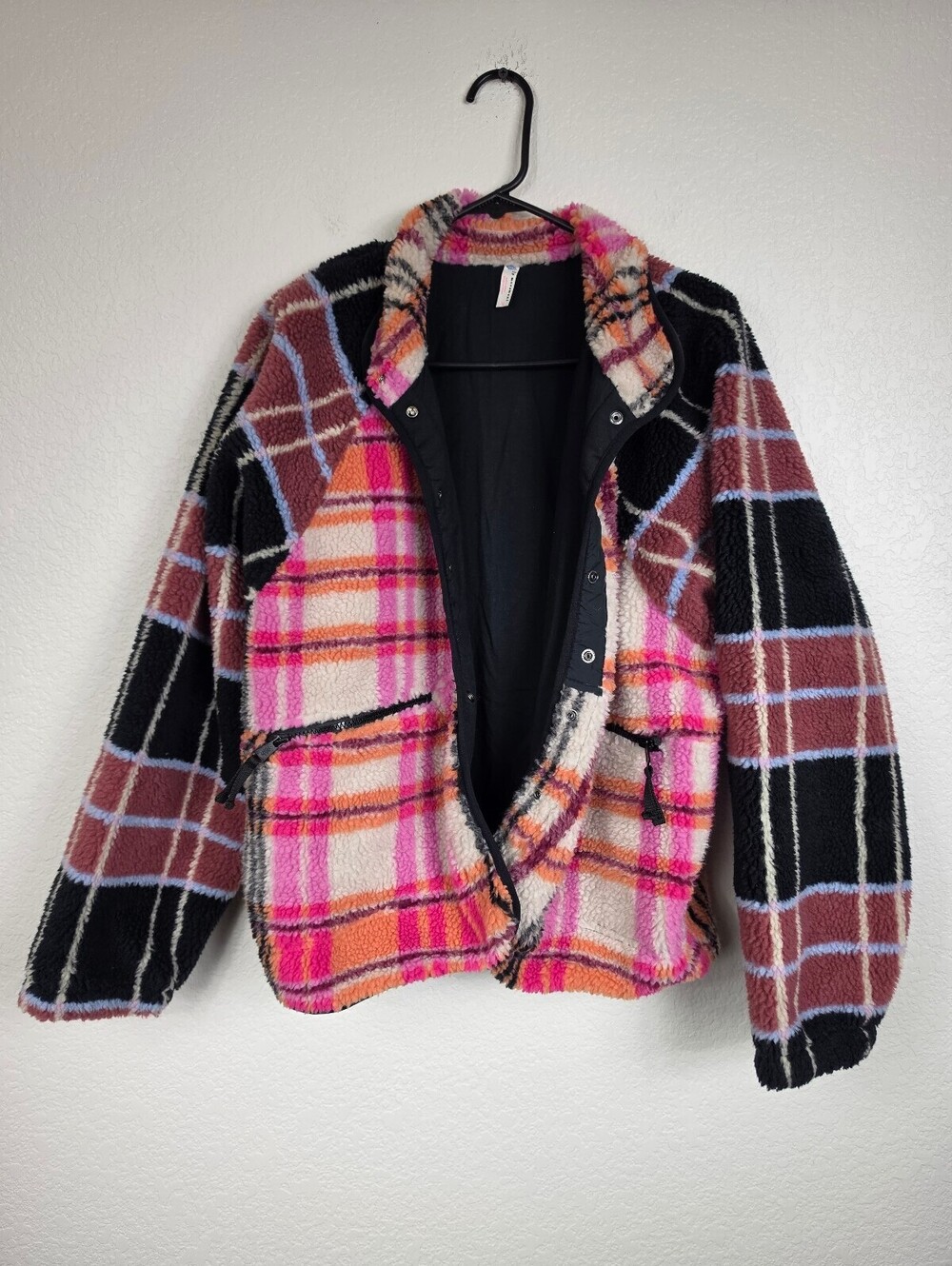 Free People FP Movement Plaid Pattern Fleece Jacket Large